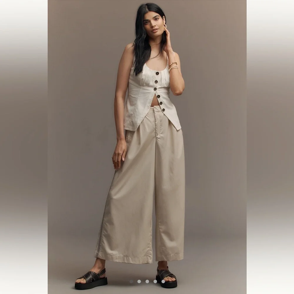 NWT Anthropologie Pleated Embroidered Trousers Sz XL - Picture 2 of 16